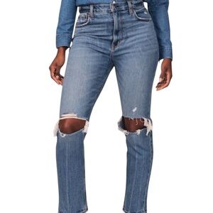 ABERCROMBIE & FITCH | Blue Ultra High Rise Ankle Straight Jeans 29 Distressed